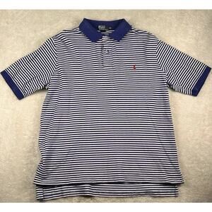 Polo Ralph Lauren Polo Shirt Men's Sz 2XLT White Blue Stripe Classic Fit Rugby